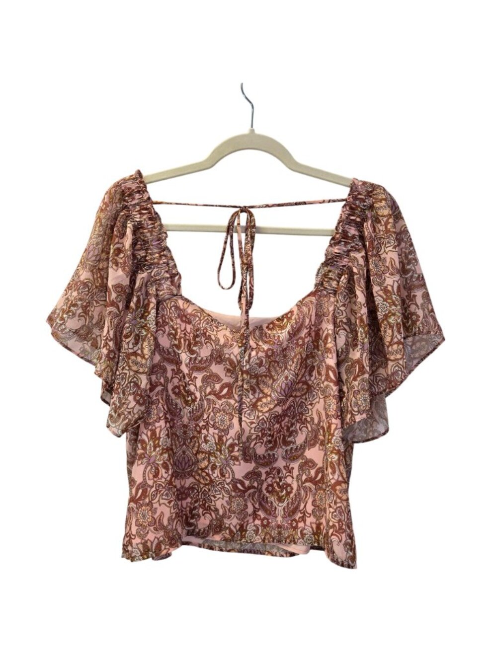 NWT Lucy Paris Paisley Print Square Neck Boho Blouse Size Medium - Picture 2 of 6